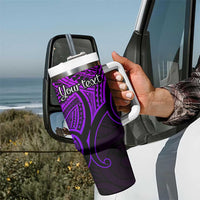 Personalised Aotearoa Papua Shell Tumbler With Handle Purple Polynesian Pacific Tribal LT9 - Polynesian Pride