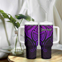 Personalised Aotearoa Papua Shell Tumbler With Handle Purple Polynesian Pacific Tribal LT9 - Polynesian Pride