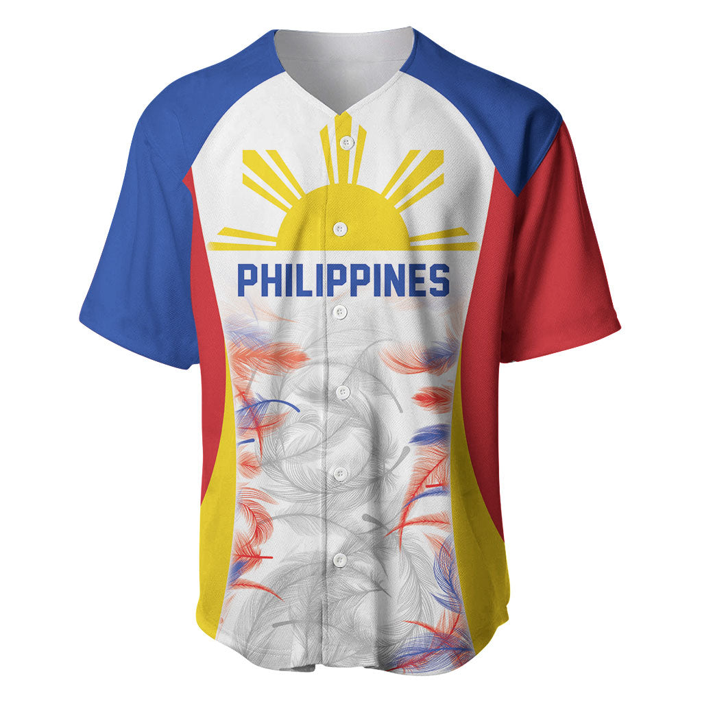 Philippines Flag Day Baseball Jersey Filipino Feather Pattern LT9 White - Polynesian Pride