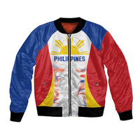 Philippines Flag Day Bomber Jacket Filipino Feather Pattern LT9 Unisex White - Polynesian Pride