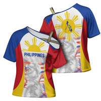 Philippines Flag Day Cross Shoulder Shirt Filipino Feather Pattern LT9 - Polynesian Pride