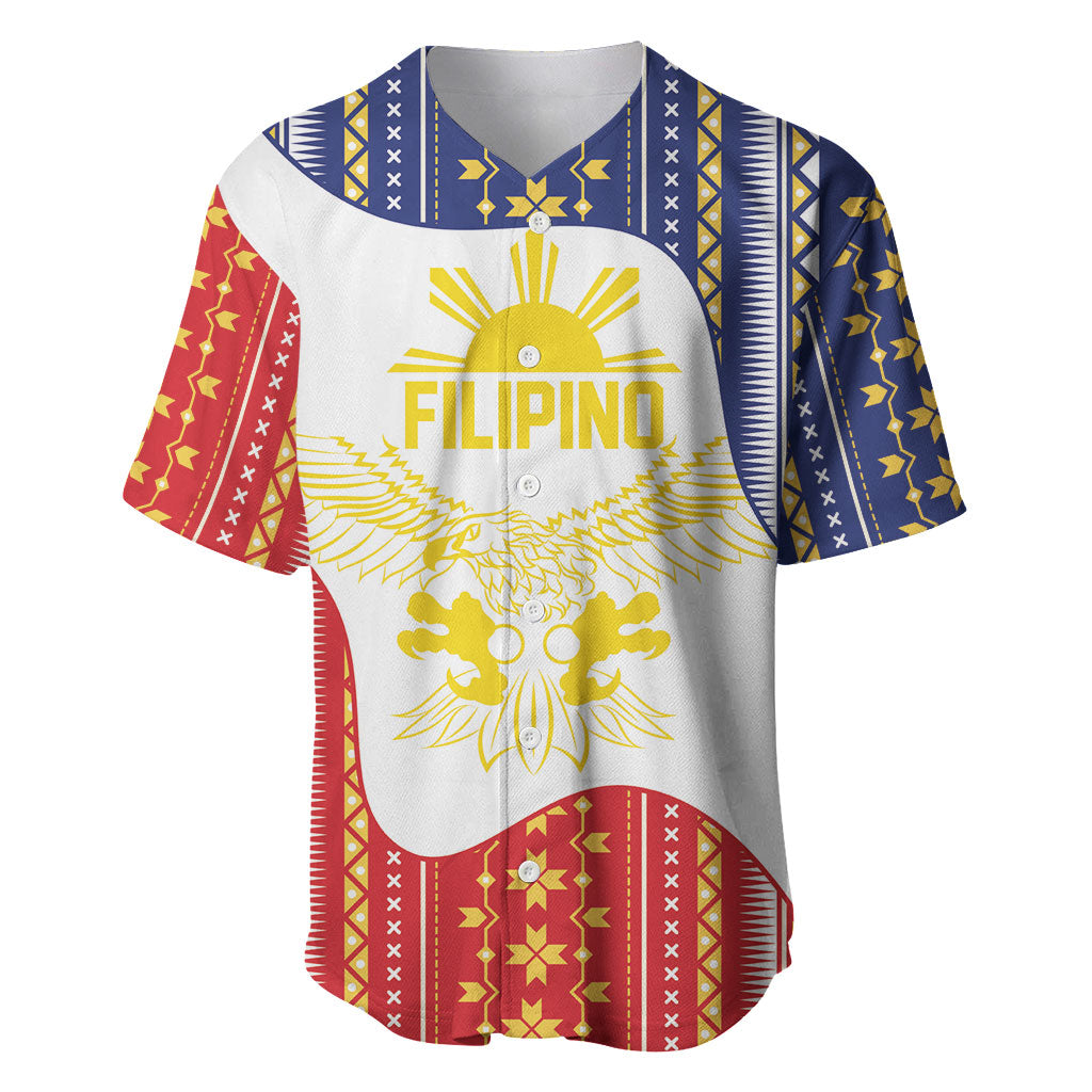 Philippines Flag Day Baseball Jersey Filipino Traditional Igorot Tribal Pattern LT9 White - Polynesian Pride