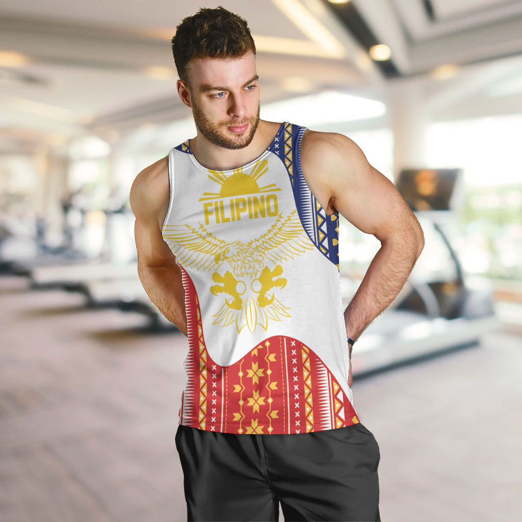 Philippines Flag Day Men Tank Top Filipino Traditional Igorot Tribal Pattern LT9 White - Polynesian Pride