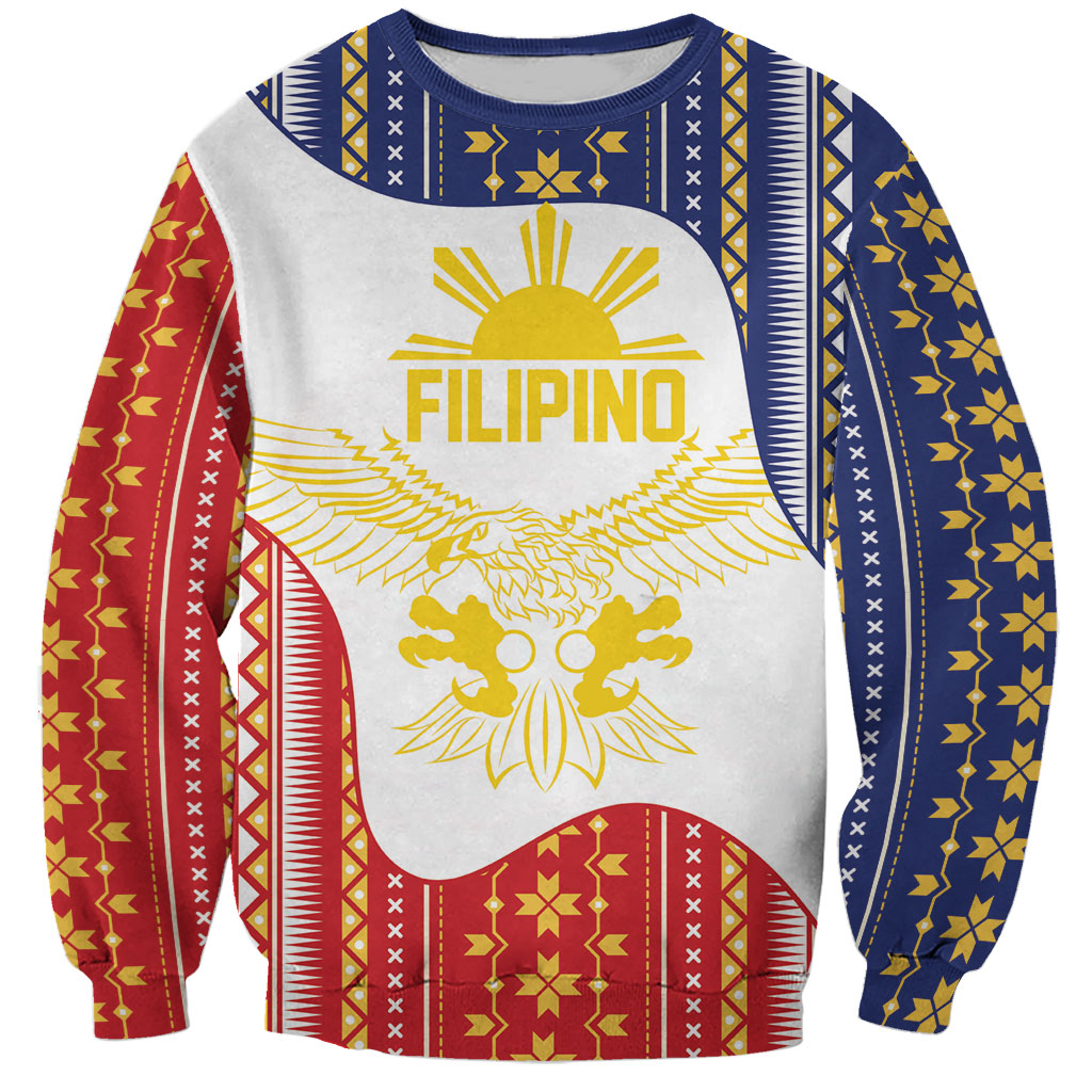 Philippines Flag Day Sweatshirt Filipino Traditional Igorot Tribal Pattern LT9 Unisex White - Polynesian Pride