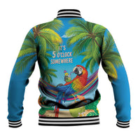 5 Oclock Somewhere Baseball Jacket Hawaii Parrots Cocktail Summer Beach Vibe LT9 - Polynesian Pride