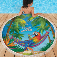 5 Oclock Somewhere Beach Blanket Hawaii Parrots Cocktail Summer Beach Vibe LT9 - Polynesian Pride