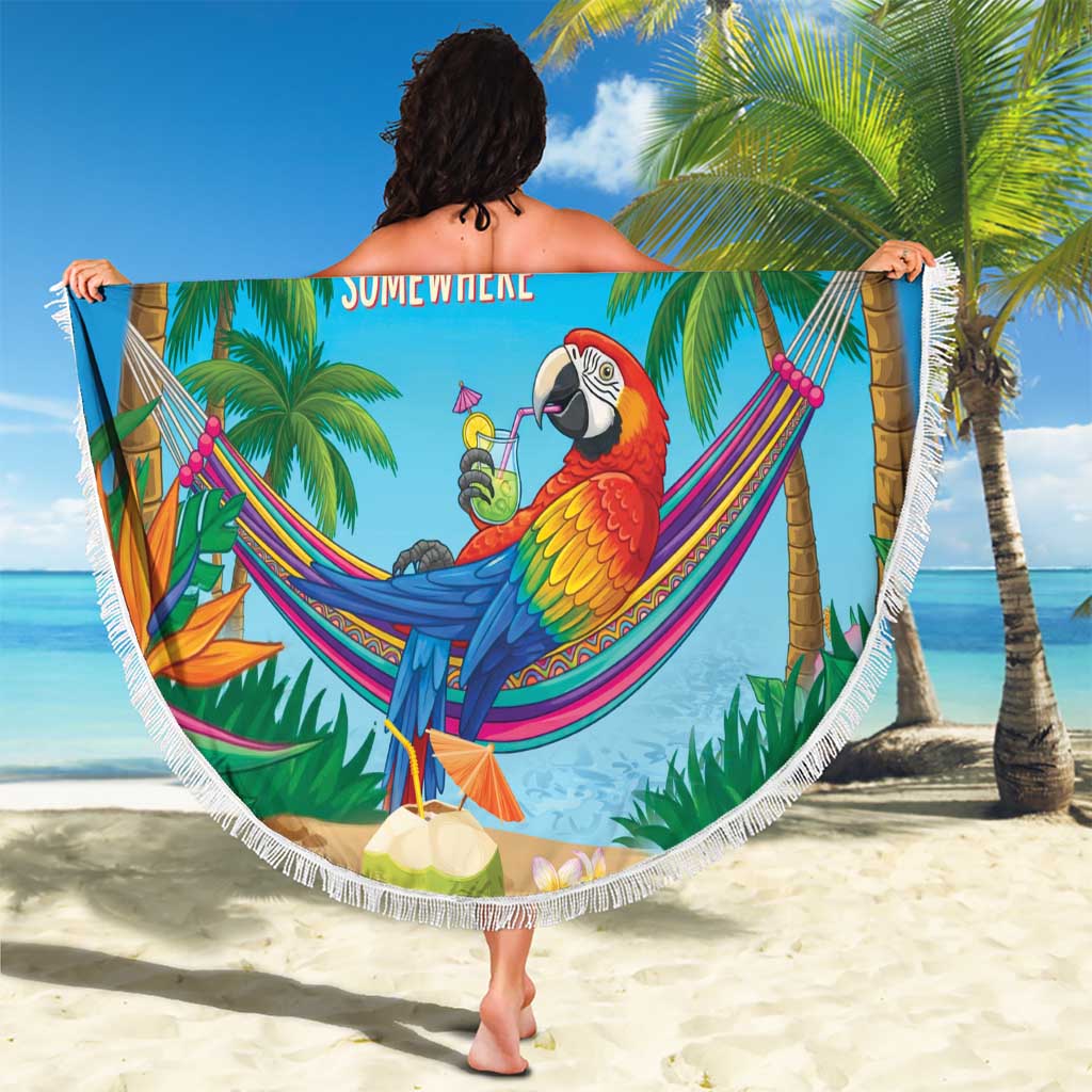 5 Oclock Somewhere Beach Blanket Hawaii Parrots Cocktail Summer Beach Vibe LT9 - Polynesian Pride