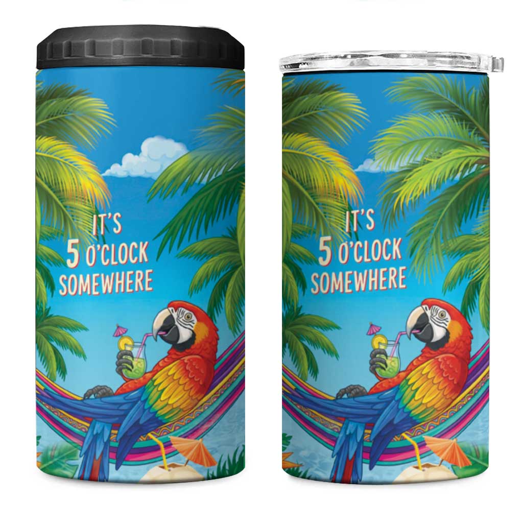 5 Oclock Somewhere 4 in 1 Can Cooler Tumbler Hawaii Parrots Cocktail Summer Beach Vibe LT9 One Size: 16 oz Blue - Polynesian Pride