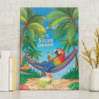 5 Oclock Somewhere Canvas Wall Art Hawaii Parrots Cocktail Summer Beach Vibe LT9 Without Frame Blue - Polynesian Pride