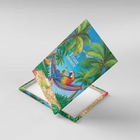 5 Oclock Somewhere Canvas Wall Art Hawaii Parrots Cocktail Summer Beach Vibe LT9 With Frame Blue - Polynesian Pride