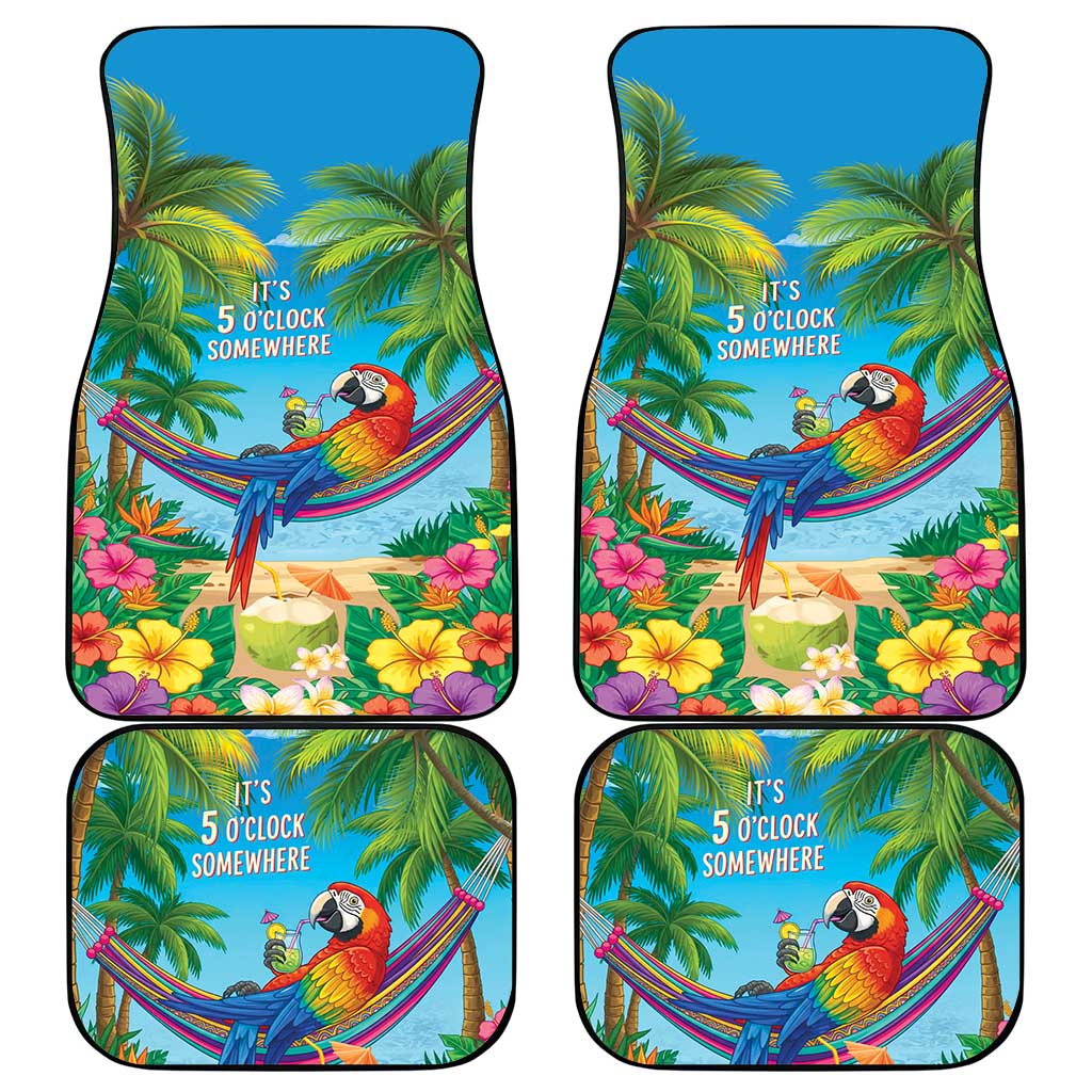 5 Oclock Somewhere Car Mats Hawaii Parrots Cocktail Summer Beach Vibe LT9 - Polynesian Pride