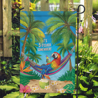 5 Oclock Somewhere Garden Flag Hawaii Parrots Cocktail Summer Beach Vibe LT9 Garden Flag Blue - Polynesian Pride