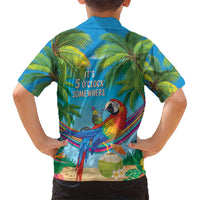 5 Oclock Somewhere Kid Hawaiian Shirt Hawaii Parrots Cocktail Summer Beach Vibe LT9 - Polynesian Pride