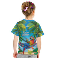 5 Oclock Somewhere Kid T Shirt Hawaii Parrots Cocktail Summer Beach Vibe LT9 - Polynesian Pride