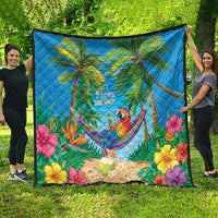 5 Oclock Somewhere Quilt Hawaii Parrots Cocktail Summer Beach Vibe LT9 - Polynesian Pride