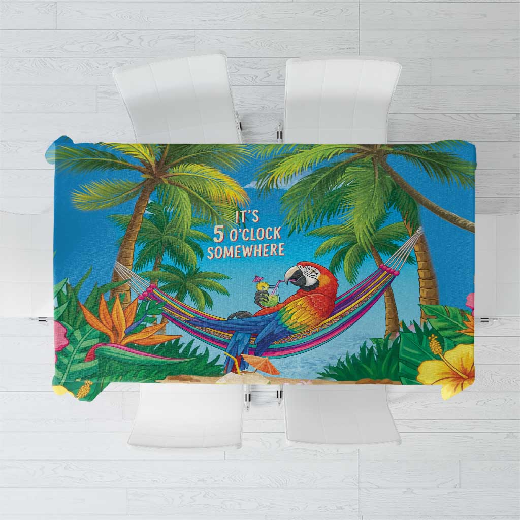 5 Oclock Somewhere Tablecloth Hawaii Parrots Cocktail Summer Beach Vibe LT9 Blue - Polynesian Pride