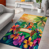 5 Oclock Somewhere Personalized Area Rug Hawaii Parrots Plumeria Summer Vibe LT9 - Polynesian Pride