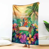 5 Oclock Somewhere Personalized Blanket Hawaii Parrots Plumeria Summer Vibe LT9 - Polynesian Pride