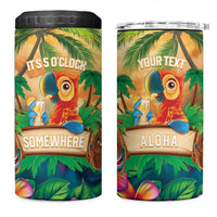 5 Oclock Somewhere Personalized 4 in 1 Can Cooler Tumbler Hawaii Parrots Plumeria Summer Vibe LT9 One Size: 16 oz Yellow - Polynesian Pride
