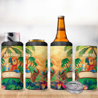 5 Oclock Somewhere Personalized 4 in 1 Can Cooler Tumbler Hawaii Parrots Plumeria Summer Vibe LT9 - Polynesian Pride