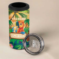 5 Oclock Somewhere Personalized 4 in 1 Can Cooler Tumbler Hawaii Parrots Plumeria Summer Vibe LT9 - Polynesian Pride