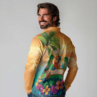 5 Oclock Somewhere Personalized Long Sleeve Polo Shirt Hawaii Parrots Plumeria Summer Vibe LT9 - Polynesian Pride