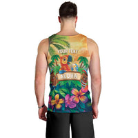 5 Oclock Somewhere Personalized Men Tank Top Hawaii Parrots Plumeria Summer Vibe LT9 - Polynesian Pride
