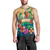5 Oclock Somewhere Personalized Men Tank Top Hawaii Parrots Plumeria Summer Vibe LT9 - Polynesian Pride