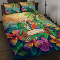 5 Oclock Somewhere Personalized Quilt Bed Set Hawaii Parrots Plumeria Summer Vibe LT9 Yellow - Polynesian Pride