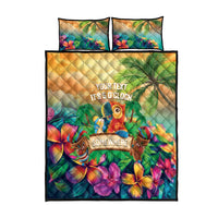 5 Oclock Somewhere Personalized Quilt Bed Set Hawaii Parrots Plumeria Summer Vibe LT9 - Polynesian Pride