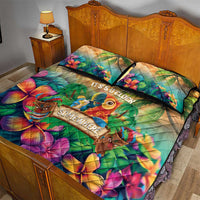 5 Oclock Somewhere Personalized Quilt Bed Set Hawaii Parrots Plumeria Summer Vibe LT9 - Polynesian Pride