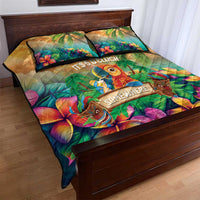5 Oclock Somewhere Personalized Quilt Bed Set Hawaii Parrots Plumeria Summer Vibe LT9 - Polynesian Pride