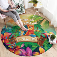 5 Oclock Somewhere Personalized Round Carpet Hawaii Parrots Plumeria Summer Vibe LT9 - Polynesian Pride