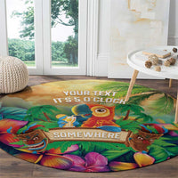 5 Oclock Somewhere Personalized Round Carpet Hawaii Parrots Plumeria Summer Vibe LT9 - Polynesian Pride