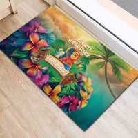 5 Oclock Somewhere Personalized Rubber Doormat Hawaii Parrots Plumeria Summer Vibe LT9 - Polynesian Pride