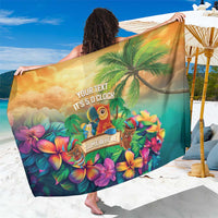 5 Oclock Somewhere Personalized Sarong Hawaii Parrots Plumeria Summer Vibe LT9 One Size 44 x 66 inches Yellow - Polynesian Pride