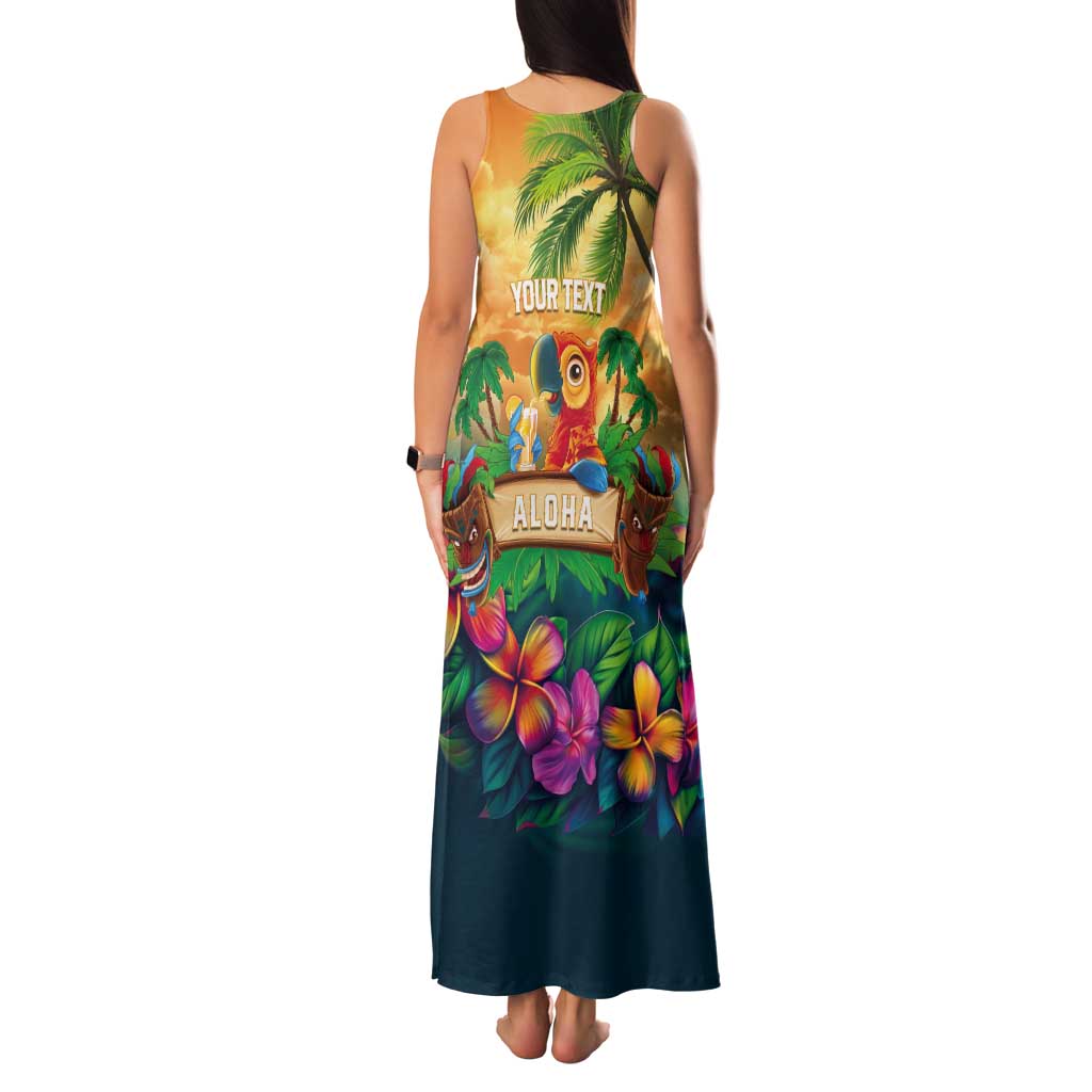 5 Oclock Somewhere Personalized Tank Maxi Dress Hawaii Parrots Plumeria Summer Vibe LT9 - Polynesian Pride