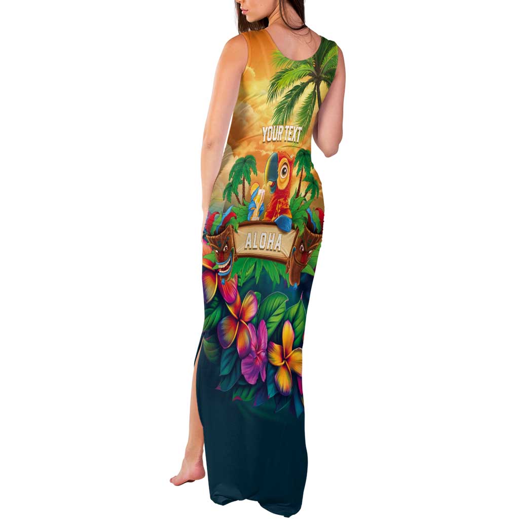 5 Oclock Somewhere Personalized Tank Maxi Dress Hawaii Parrots Plumeria Summer Vibe LT9 - Polynesian Pride