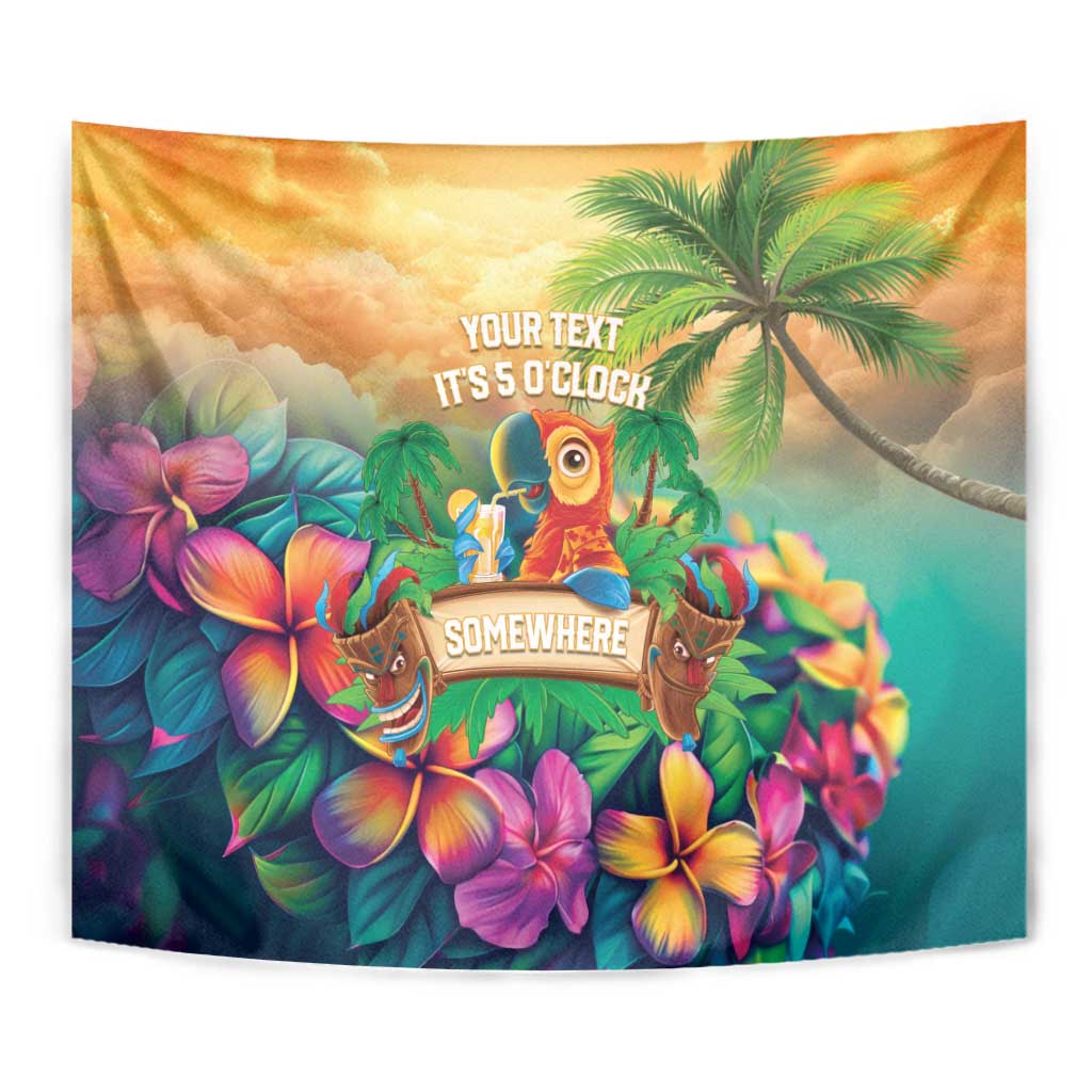5 Oclock Somewhere Personalized Tapestry Hawaii Parrots Plumeria Summer Vibe LT9 - Polynesian Pride