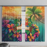 5 Oclock Somewhere Personalized Window Curtain Hawaii Parrots Plumeria Summer Vibe LT9 With Hooks Yellow - Polynesian Pride