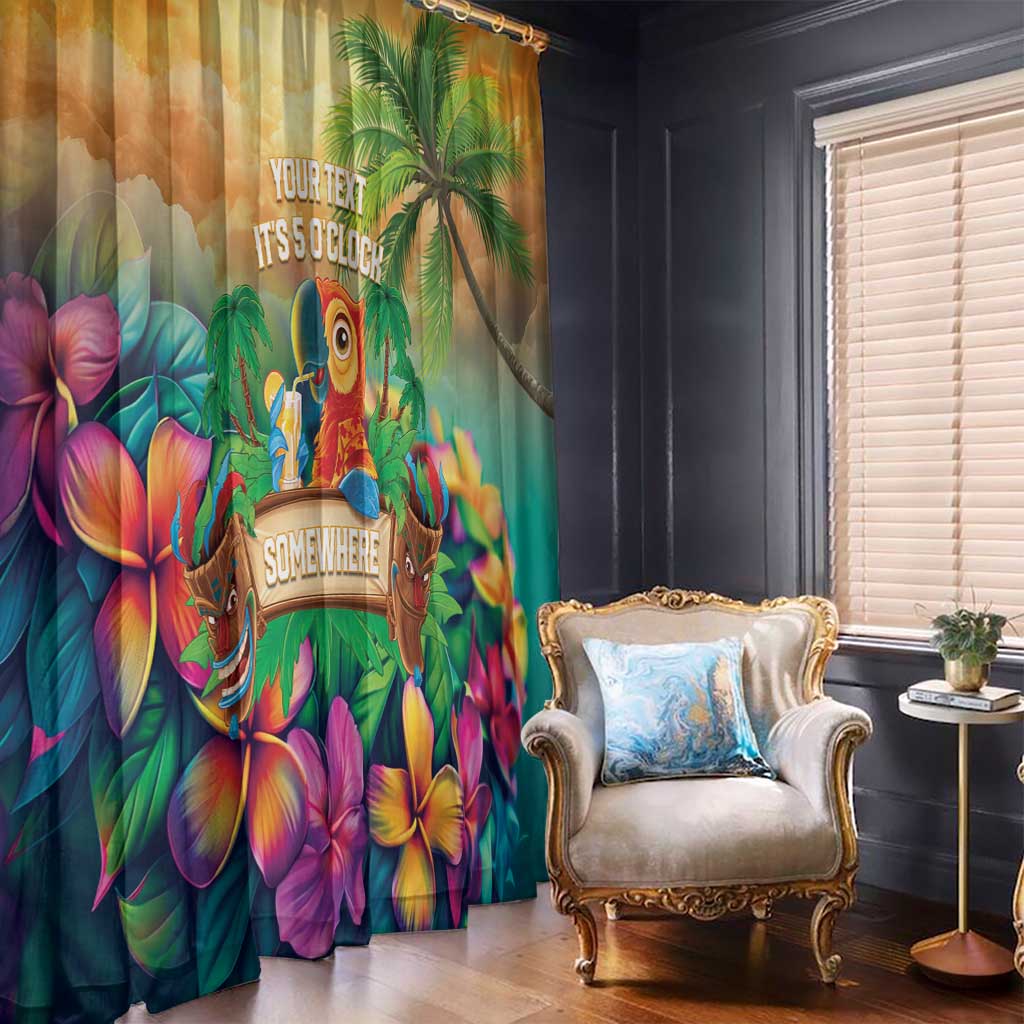 5 Oclock Somewhere Personalized Window Curtain Hawaii Parrots Plumeria Summer Vibe LT9 - Polynesian Pride
