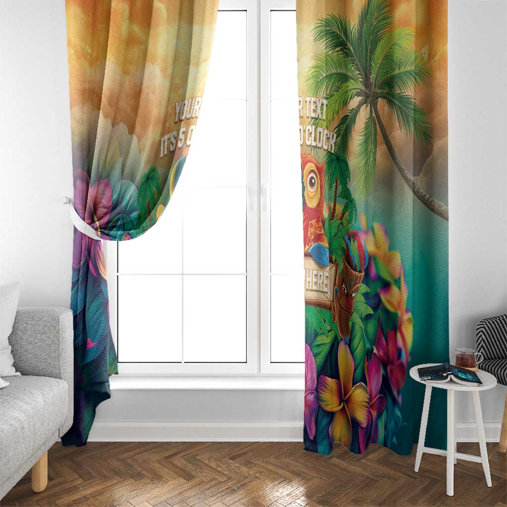 5 Oclock Somewhere Personalized Window Curtain Hawaii Parrots Plumeria Summer Vibe LT9 - Polynesian Pride
