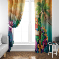 5 Oclock Somewhere Personalized Window Curtain Hawaii Parrots Plumeria Summer Vibe LT9 - Polynesian Pride