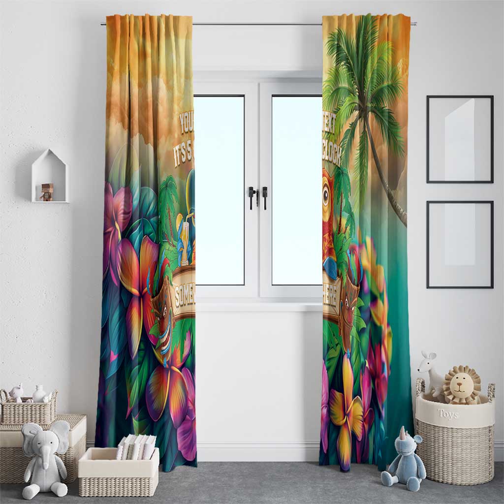 5 Oclock Somewhere Personalized Window Curtain Hawaii Parrots Plumeria Summer Vibe LT9 - Polynesian Pride