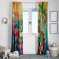 5 Oclock Somewhere Personalized Window Curtain Hawaii Parrots Plumeria Summer Vibe LT9 - Polynesian Pride