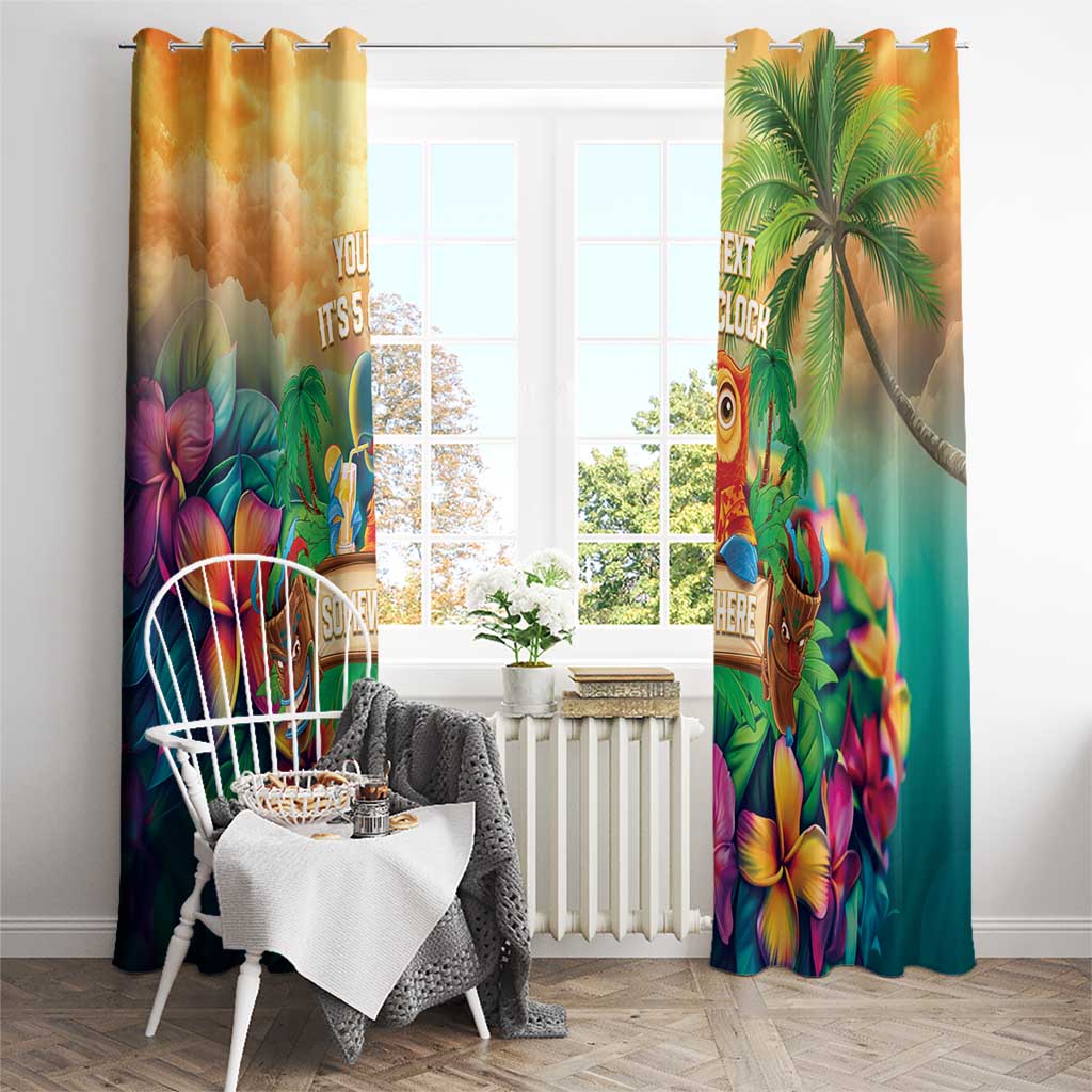 5 Oclock Somewhere Personalized Window Curtain Hawaii Parrots Plumeria Summer Vibe LT9 - Polynesian Pride
