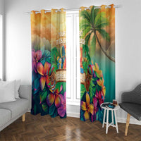 5 Oclock Somewhere Personalized Window Curtain Hawaii Parrots Plumeria Summer Vibe LT9 With Grommets Yellow - Polynesian Pride