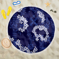 Mokihana Maile and Ilima Leis Beach Blanket Uliuli Hawaiian Tapa Quilt Pattern LT9 One Size 150cm Blue - Polynesian Pride