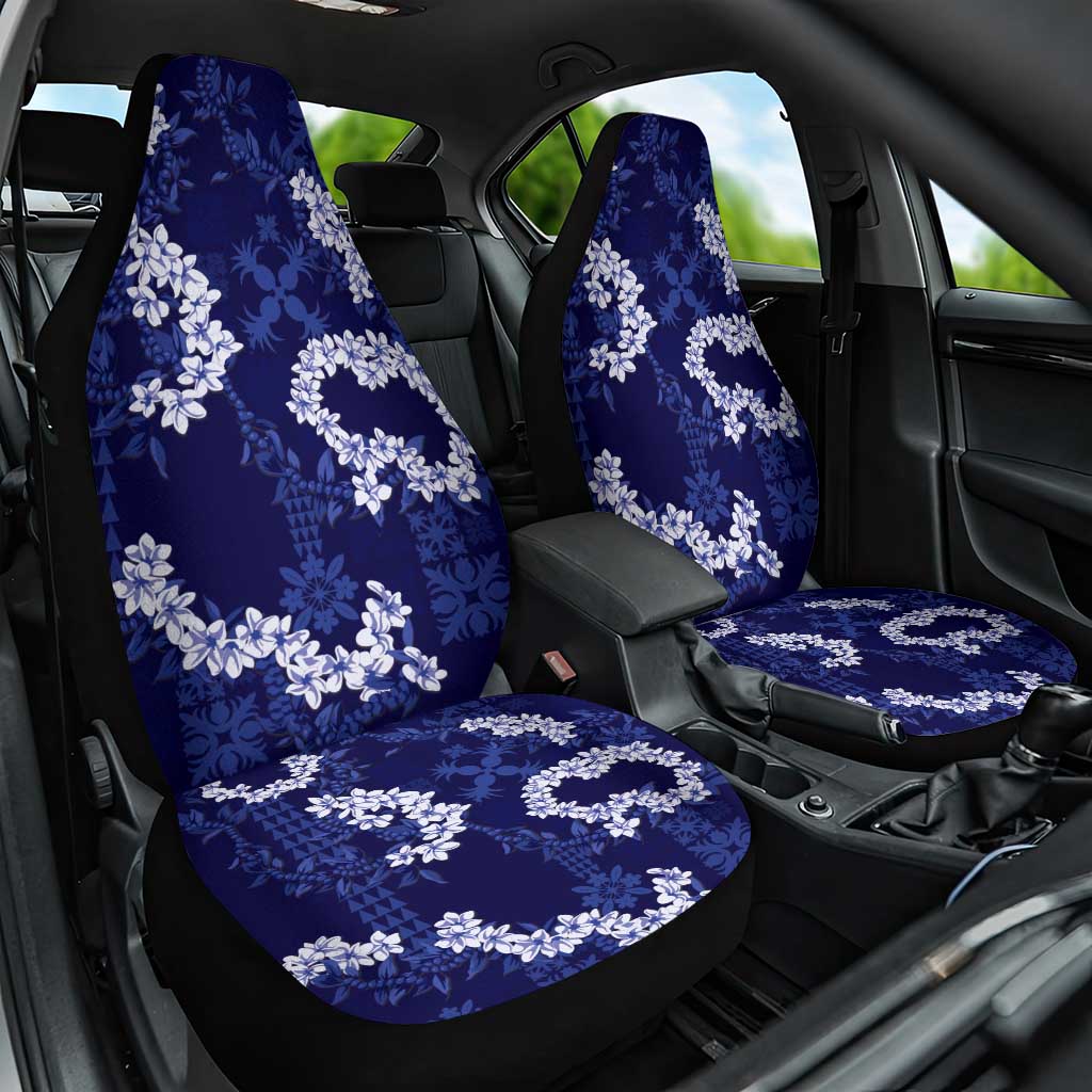 Mokihana Maile and Ilima Leis Car Seat Cover Uliuli Hawaiian Tapa Quilt Pattern LT9 One Size Blue - Polynesian Pride