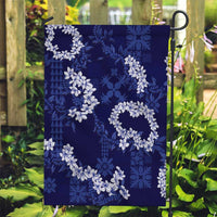 Mokihana Maile and Ilima Leis Garden Flag Uliuli Hawaiian Tapa Quilt Pattern LT9 Garden Flag Blue - Polynesian Pride
